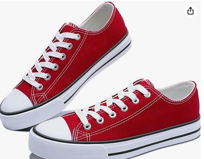 Obtaom Womens Canvas Shoes Low Top Size 7 Red