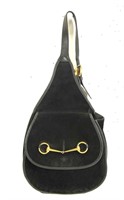 Gucci Black Vintage Horsebit Messenger Bag