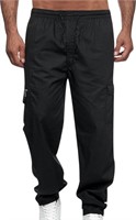 (Size: 42 - black) Men's Elastic Waist Cargo Pant