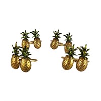 Golden Pineapple Napkin Rings Set of 8