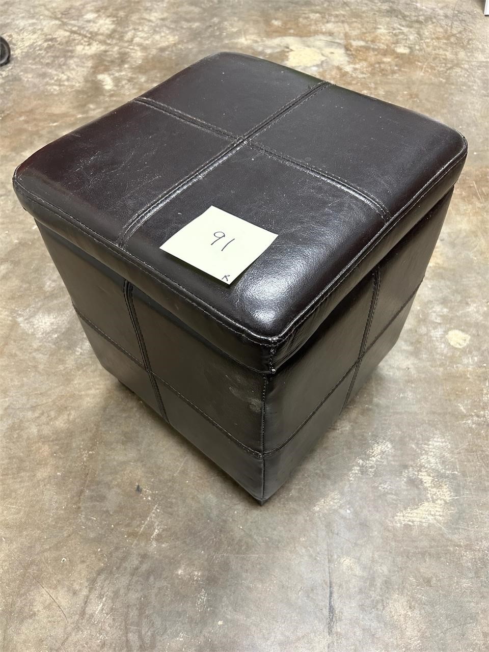 Leather Look Storage Ottoman