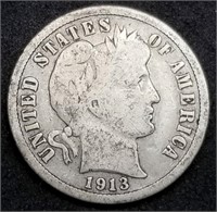 1913-S Barber Silver Dime, Better Date