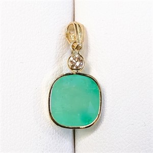 $3805 14K Emerald-Colombia(4.8ct) Diamond(0.12Ct,