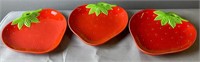 Three - 7-3/4''x8'' Strawberry Serving/Trinket