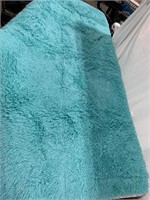 LARGE FLUFFY AREA RUG TEAL 48 x72IN