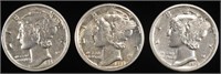 1928-P, D, S MERCURY DIMES XF-AU