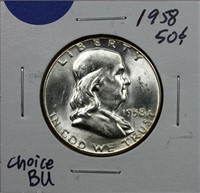 1958 Franklin Half Dollar Ch. BU