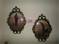 FRAMED PAIR OF FARMER AND WIFE PRINT