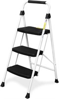 HBTower 3 Step Ladder  Snap-Lock  Steel  White