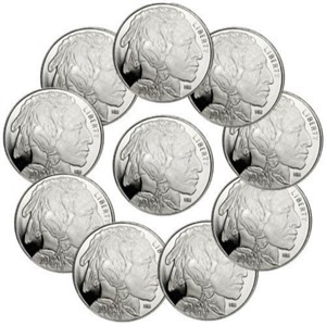 (10) 1 oz Silver Buffalo Rounds