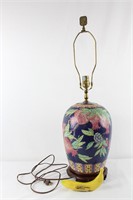 Vtg. Ginger Jar-Style H.P. Floral Lamp