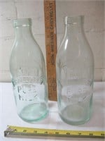 2 Glass Milk Bottles