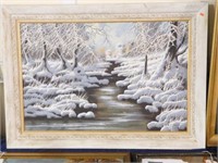 Lot # 3837 - Framed Winter creek oil on canvas
