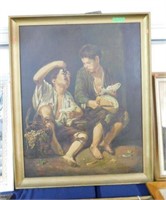 Lot # 3840 - Framed Oil on canvas of children