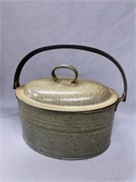 Gray Agateware Lunch Pail
