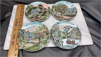 Set of 4 currier and Ives plates