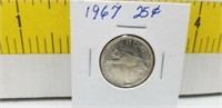 1967 Uncirculated Canada 25 Cent