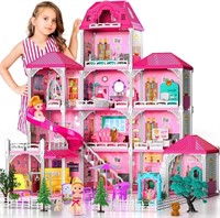 TEMI Doll House Girls Toys - 4-Story 12 Rooms Play