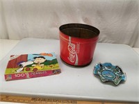 Coca Cola Trash Can, Disney World Tray, Peanuts