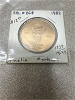 1982 Amelia Earhart commemorative coin S/N 264