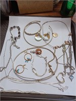 Lot of Silvertone Necklaces, Earrings, B
