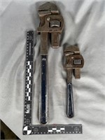 Two (2) Blue Grass pipe wrenches