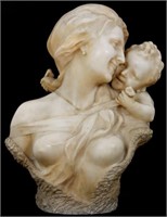 Prof. G. Bessi Figural Carved Alabaster Bust