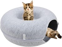 Grey Small Cat/Pet Tunnel Donut Bed