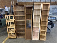 (5) Slender Cedar & Pine Book Shelves.