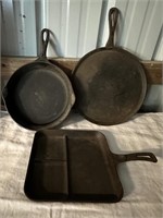 3 Cast Iron Frying Pans