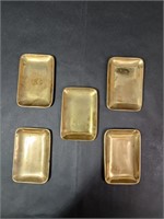 Five Brass Toned Metal Small Trays
