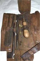 Antique Leather Tool Roll w/ Farm Castraction Kit