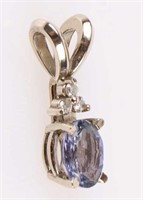 14K YELLOW GOLD TANZANITE DIAMOND LADIES PENDANT