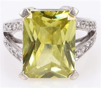 5.0 CTW YELLOW TANZANITE STERLING SILVER RING