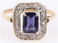 10K YELLOW GOLD DIAMOND TANZANITE LADIES RING