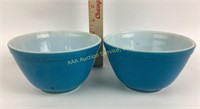 (2) small Pyrex blue mixing bowls