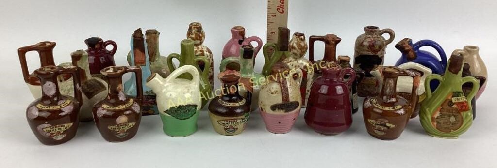 Old pottery stoneware liquor bottles