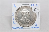 1913A Silver German 5 Marks