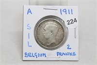 1911 Silver Belgium 2 Franks