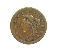 1839 Cent VF+