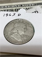 1963 D Franklin silver half dollar US coin