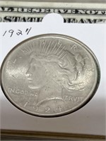 1924 Silver peace dollar US coin