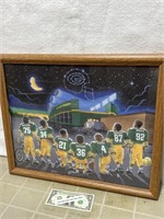 Framed Green Bay Packers poster measures
