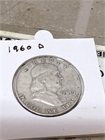 1960 D Franklin silver half dollar US coin