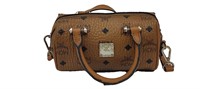 Cognac Brown Rough Leather Mini Boston Bag