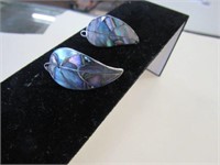 Sterling & Abalone Shell Screw Back Earrings