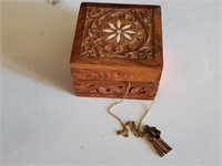 Boho carved trinket box, necklace