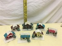 7 VIntage Putz Cardboard Christmas Village Houses