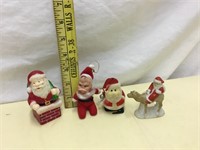 4 Christmas Santa Claus Figurines