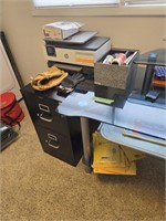 Office Desk Printer File Cabinet Supplies As Shown